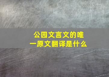 公园文言文的唯一原文翻译是什么