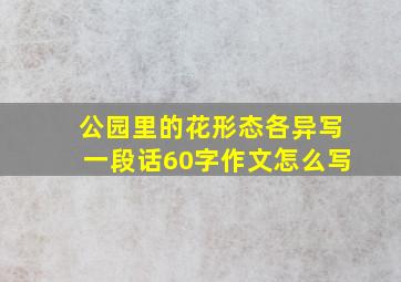 公园里的花形态各异写一段话60字作文怎么写