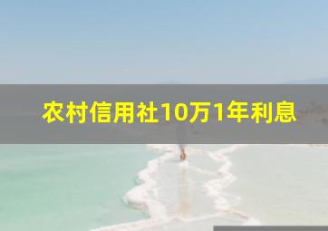 农村信用社10万1年利息