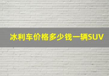 冰利车价格多少钱一辆SUV