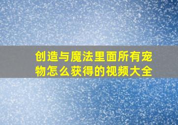 创造与魔法里面所有宠物怎么获得的视频大全