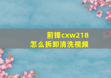 前锋cxw218怎么拆卸清洗视频