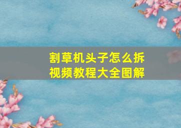 割草机头子怎么拆视频教程大全图解