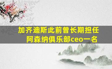 加齐迪斯此前曾长期担任阿森纳俱乐部ceo一名