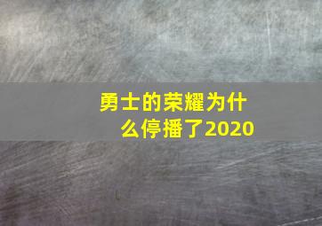 勇士的荣耀为什么停播了2020