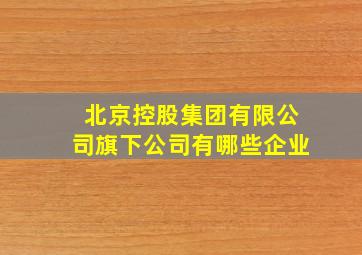 北京控股集团有限公司旗下公司有哪些企业