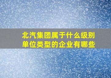 北汽集团属于什么级别单位类型的企业有哪些