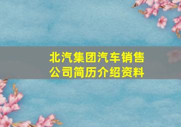 北汽集团汽车销售公司简历介绍资料