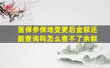 医保参保地变更后金额还能查询吗怎么查不了余额