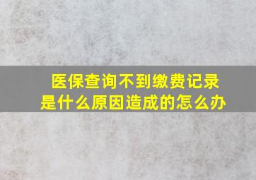 医保查询不到缴费记录是什么原因造成的怎么办