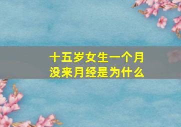 十五岁女生一个月没来月经是为什么