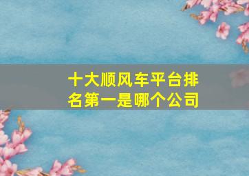 十大顺风车平台排名第一是哪个公司