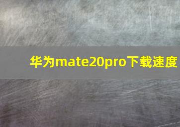 华为mate20pro下载速度