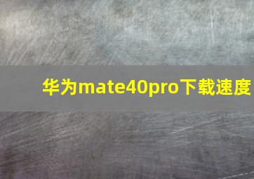 华为mate40pro下载速度