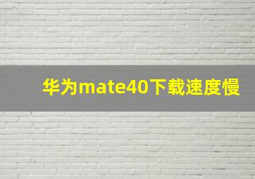 华为mate40下载速度慢