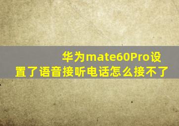 华为mate60Pro设置了语音接听电话怎么接不了