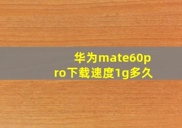 华为mate60pro下载速度1g多久