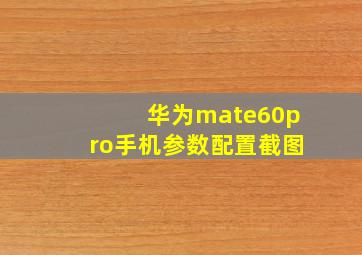 华为mate60pro手机参数配置截图