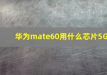 华为mate60用什么芯片5G