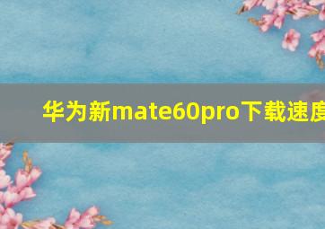 华为新mate60pro下载速度