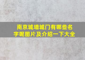 南京城墙城门有哪些名字呢图片及介绍一下大全