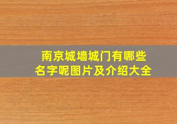 南京城墙城门有哪些名字呢图片及介绍大全