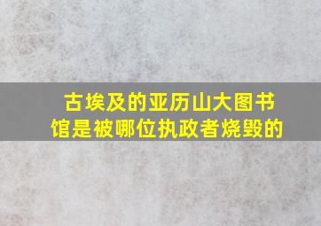 古埃及的亚历山大图书馆是被哪位执政者烧毁的