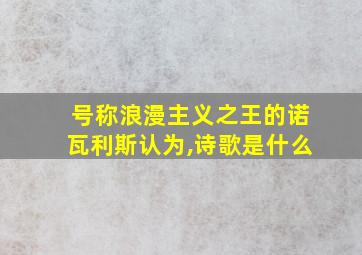 号称浪漫主义之王的诺瓦利斯认为,诗歌是什么