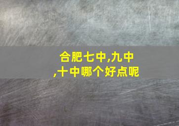 合肥七中,九中,十中哪个好点呢