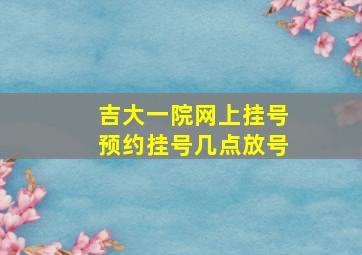 吉大一院网上挂号预约挂号几点放号