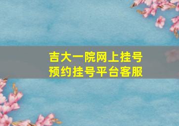 吉大一院网上挂号预约挂号平台客服