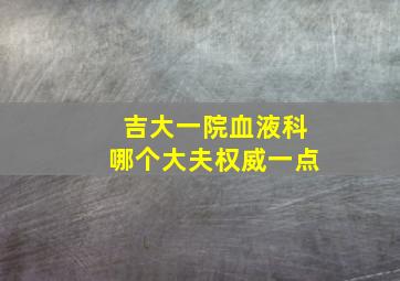 吉大一院血液科哪个大夫权威一点