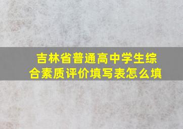 吉林省普通高中学生综合素质评价填写表怎么填