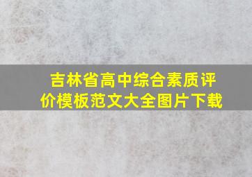 吉林省高中综合素质评价模板范文大全图片下载