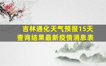 吉林通化天气预报15天查询结果最新疫情消息表