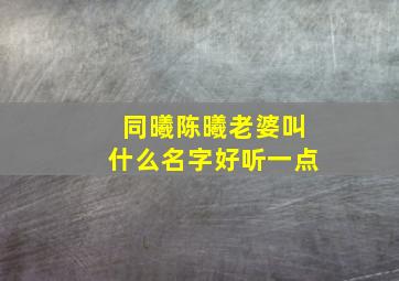 同曦陈曦老婆叫什么名字好听一点