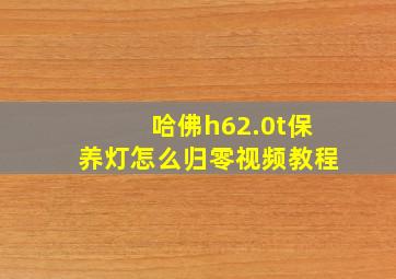 哈佛h62.0t保养灯怎么归零视频教程