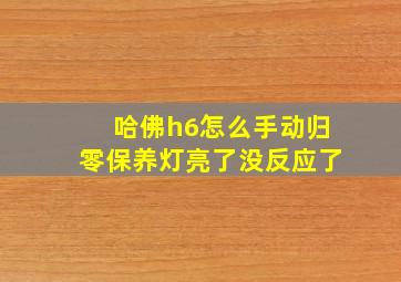 哈佛h6怎么手动归零保养灯亮了没反应了