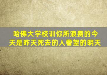 哈佛大学校训你所浪费的今天是昨天死去的人奢望的明天