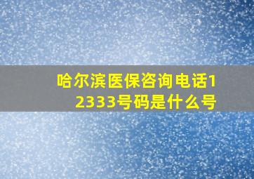 哈尔滨医保咨询电话12333号码是什么号