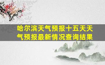 哈尔滨天气预报十五天天气预报最新情况查询结果