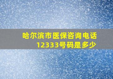 哈尔滨市医保咨询电话12333号码是多少