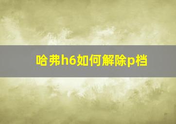 哈弗h6如何解除p档