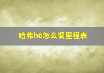 哈弗h6怎么调里程表