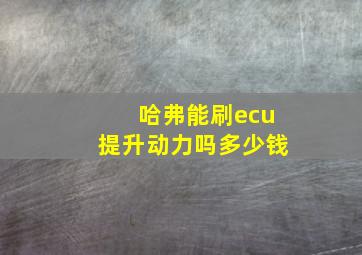 哈弗能刷ecu提升动力吗多少钱