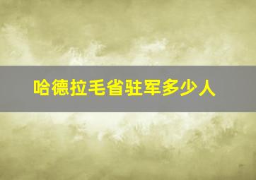 哈德拉毛省驻军多少人