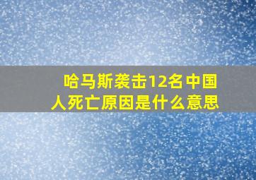 哈马斯袭击12名中国人死亡原因是什么意思