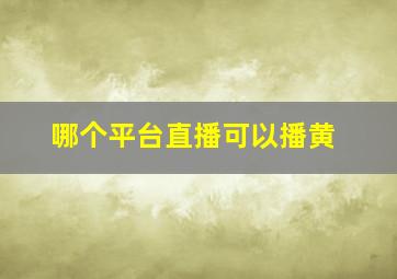 哪个平台直播可以播黄