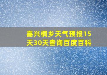 嘉兴桐乡天气预报15天30天查询百度百科