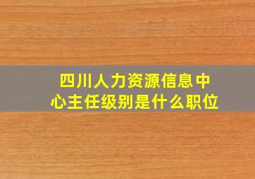 四川人力资源信息中心主任级别是什么职位